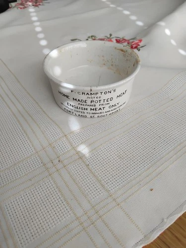 F. Cramptons Potted Meat Ironstone English Advertising Pot