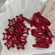 Girls Red Star Hair Clips Alloy Snap Barrettes Hair Accessories 10 Pack