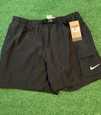 Nike Belted Packable 5" Volley Shorts NESSB522-001 Black Men's Size Large NWT