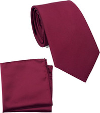 Regular Tie and Pocket Square for Men, Solid Color Necktie Set, 3.2 inch Standar
