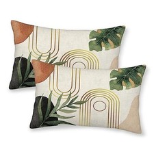 Boho Pillow Covers 12x20 Set of 2, Green Leaf 20" x 12" Pack of 2 Bohemian-3