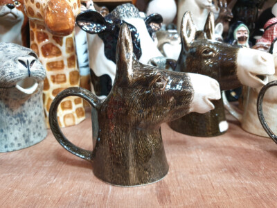 Jug Milk Syrup Donkey Figurine Jar Ceramic Pot Honey Kitchen Collect Home Decor