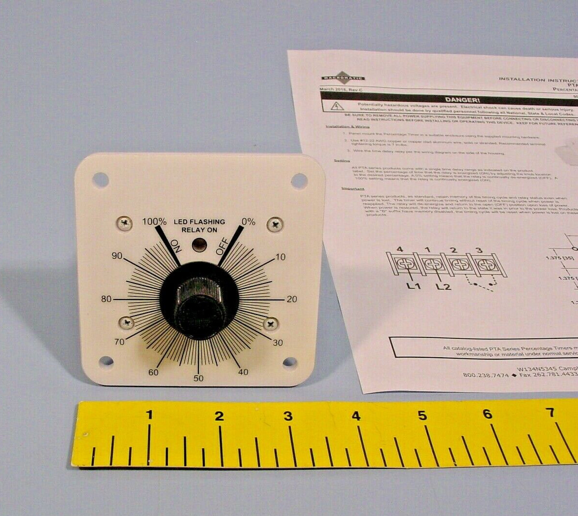 Macromatic PTA2001M Percentage Cycle Timer, 10A, 120VAC, 3-1/2" W