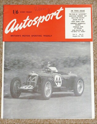 Autosport 24 Aug 1951 - HISTORY of MONZA - PESCARA GP - SILVERSTONE - GOODWOOD