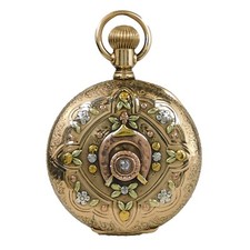 Vintage Elgin Pocket Watch Four Color 14K Gold Hunters Case