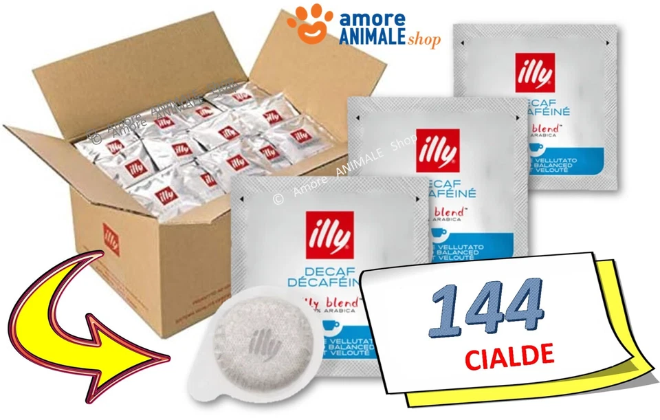 144 Cialde → ILLY Caffè in Carta Filtro ESE 44 - Caffe Gusto DEKA, DECAFFEINATO