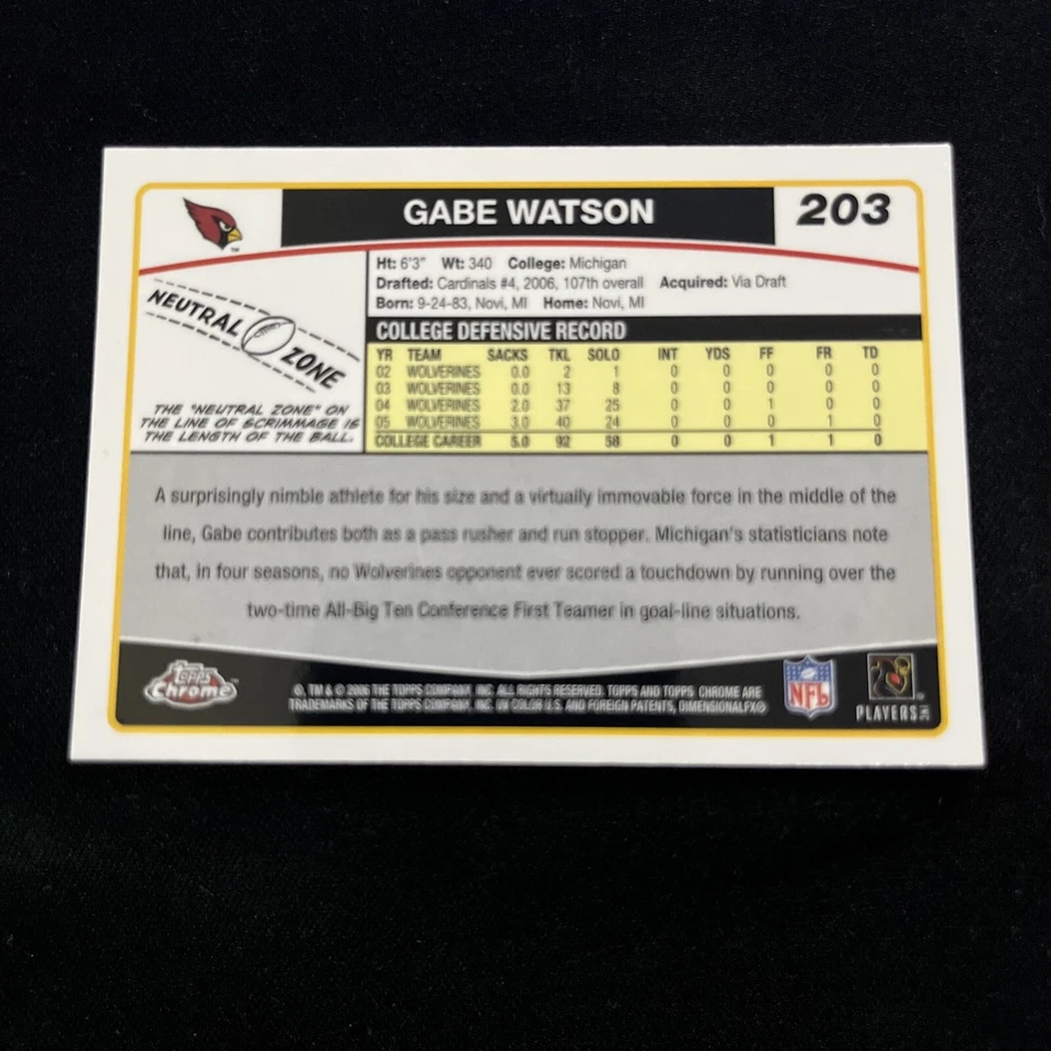 2006 Topps Chrome - Refractor #203 Gabe Watson (RC) - Image 4 of 4