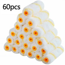 60 Rolls 4" inch Mini Paint Roller Covers Refill Gold Stripe Soft Woven 1/2" Nap