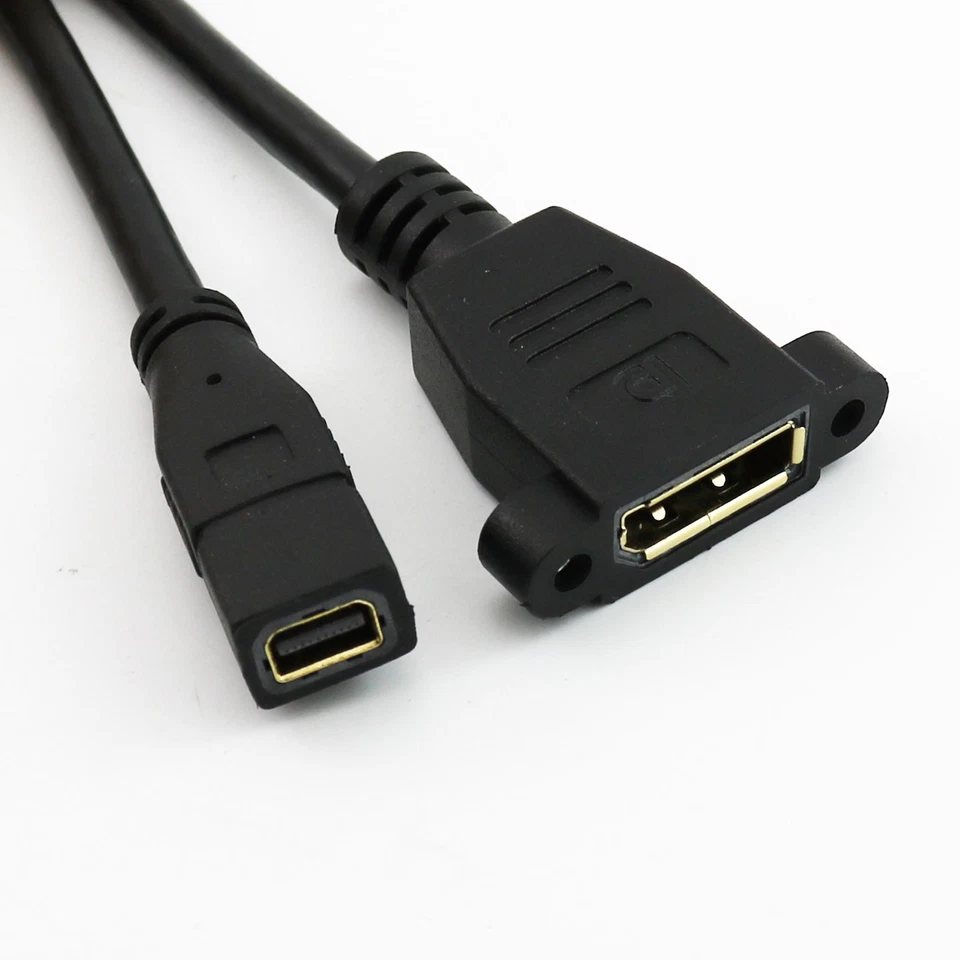 Display Port DP Female Panel Mount to Mini Display Port Female Cable Cord 30cm - Image 3 of 4