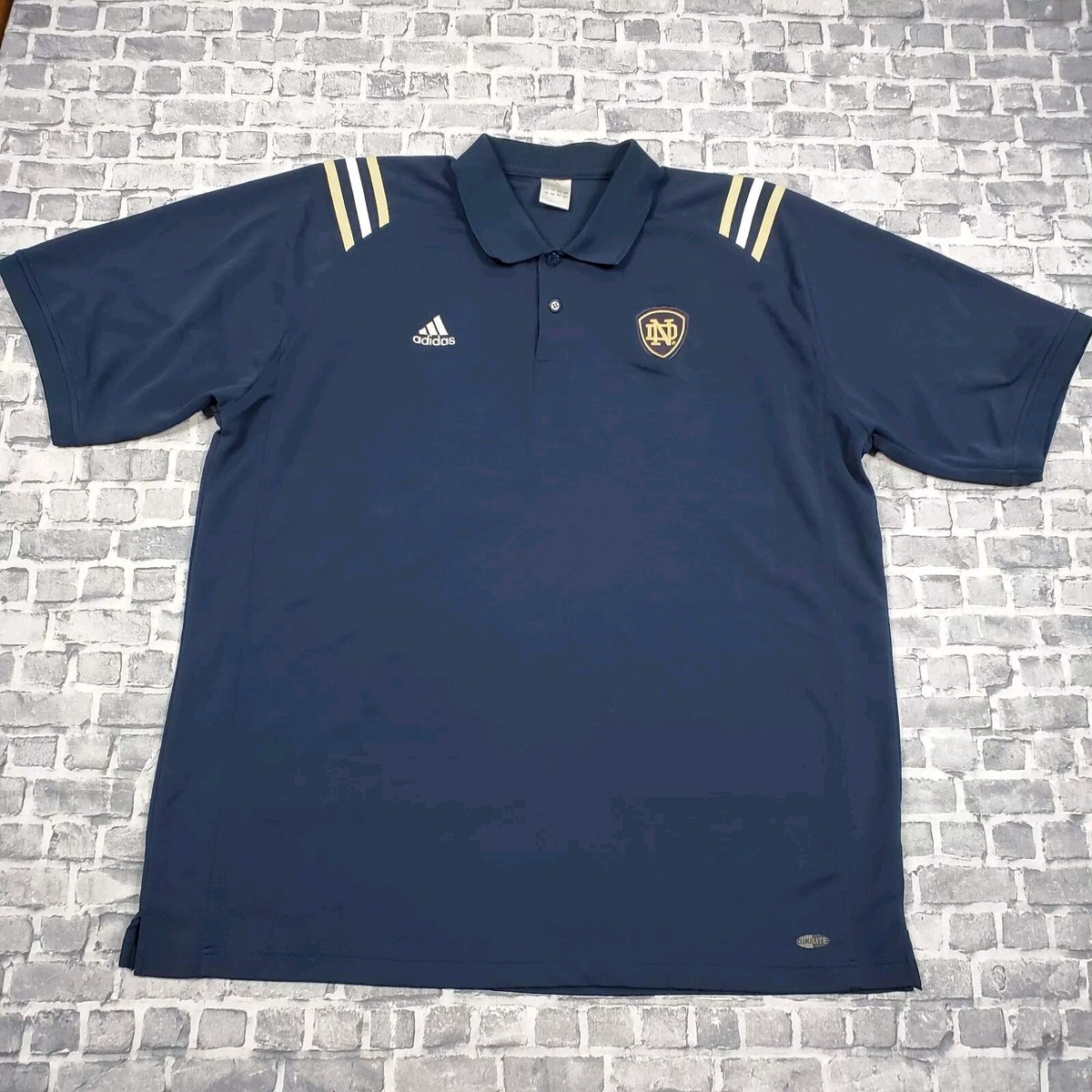 Adidas Polo Shirt Notre Dame Mens 2XL XXL Fighting Irish Navy Blue 