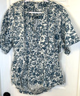 Joie Blouse Women's Sz 3X Teal Tropical Open Back 100% Linen Coastal Top NWT