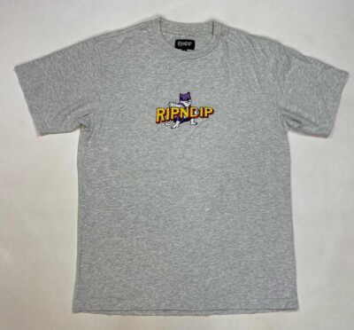Ripndip Embroidered Logo T-shirt Men Small Gray Short Sleeve