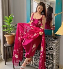 Women' s VISCOSE FRENCH CREPE Embroidery Kurta with Pant  Dupatta