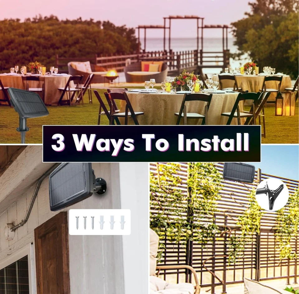 Cadena de luces LED G40 ENCENDIDO/APAGADO AUTOMÁTICO RGB 25 bombillas 50 pies IP65 7 modos decoración Foto 4 de 4