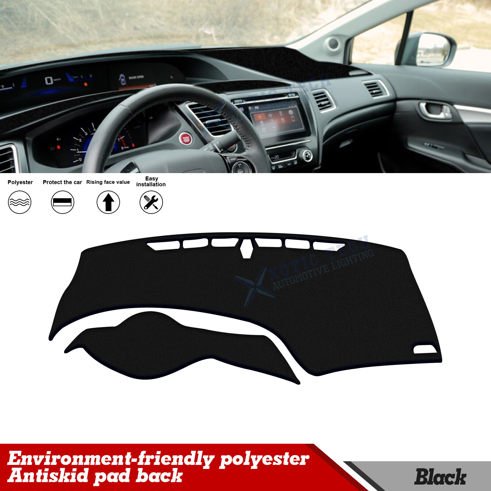 Fit For Honda Civic 2012-2015 Dashboard Cover Dashmat Dash Mat Cover Dash  Pad eBay