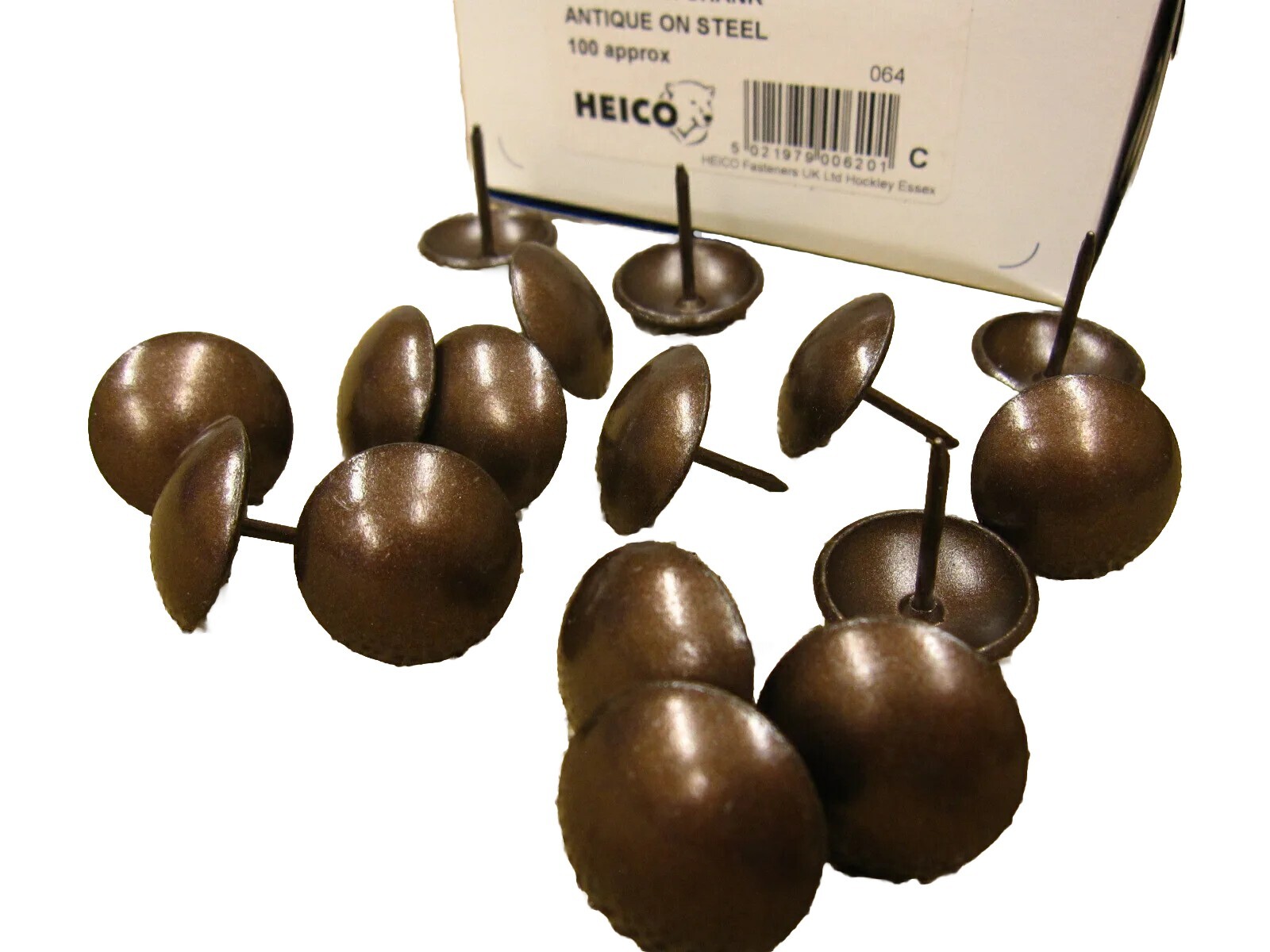 25 LARGE 19mm UPHOLSTERY NAILS - Oxidized Antique on steel furniture wood studs