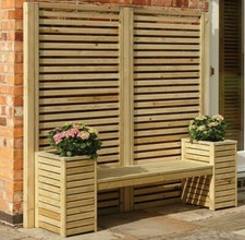 ROWLINSON PLANTER BENCH SEAT GARDEN CREATIONS WOOD TIMBER SCREEN WOODEN SEATING
