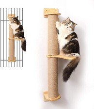 Cat Activity Tree with Scratching Posts Wall Mounted Jute Scratcher Pine Hammock