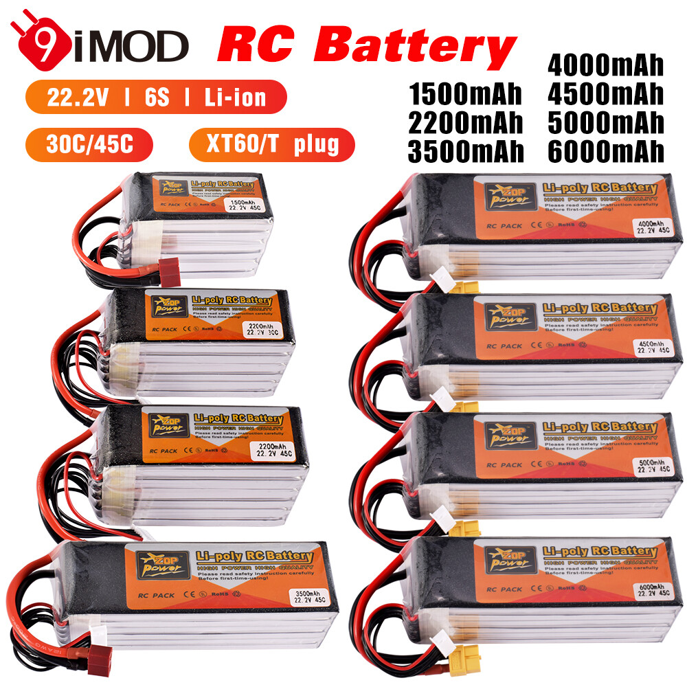 Zop Power 22.2V 1500/3500/4500/6000mAh XT60/T Plug For RC Drone
