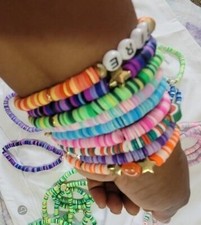 Clay Heishi Beads Bracelets Multi Color One-Size Flat Shipping, Up To 20 Items