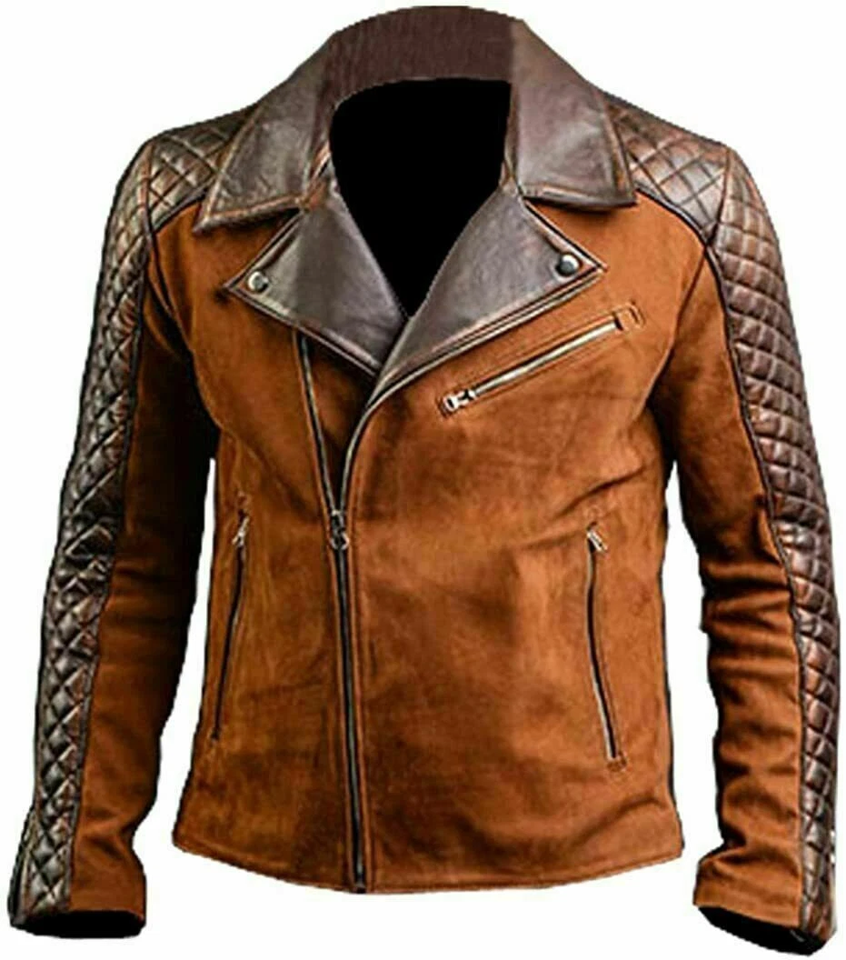 Men's Cafe Racer Vintage Stylish Biker Distressed Brown Real Leather Jacket