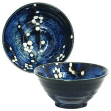 SET of 2 Japanese Rice Soup Bowls 5.25"D Porcelain Cherry Blossom Made in Japan