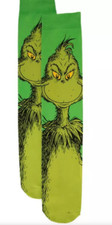 Unisex Christmas Grinch Knee Socks Dr. Seuss 2024 Holiday Gifts Size 9-11 NEW