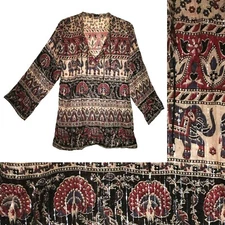 Indian Boho Cotton Lurex Ethnic Top Hippie Retro Gypsy Blouse Tunic Dress Blusa