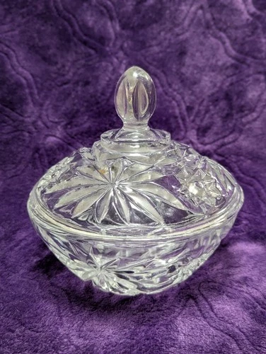Vintage Anchor Hocking Clear Glass Candy Dish with Lid