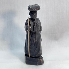 VTG Charming Elderly Asian Lady Walking Stick Hand Carved Wooden 2"Dia x 5 1/2"H