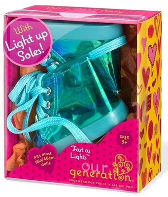 OG Our Generation Fast As Lights Light-up Soles 18'' Doll Shoes Accessory Set