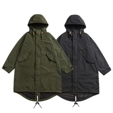 男式 Fishtail PARKA 军用夹克复古休闲外套宽松风衣外套