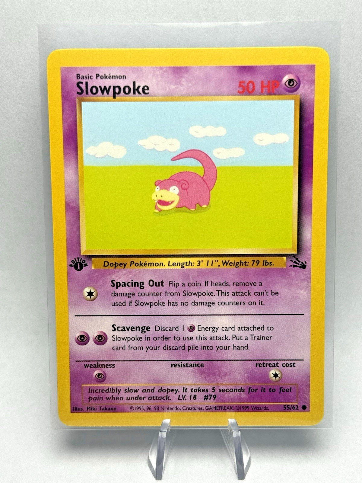 Pokemon Card - Slowpoke Fossil 55/62 Common 1st Edition - Near Mint