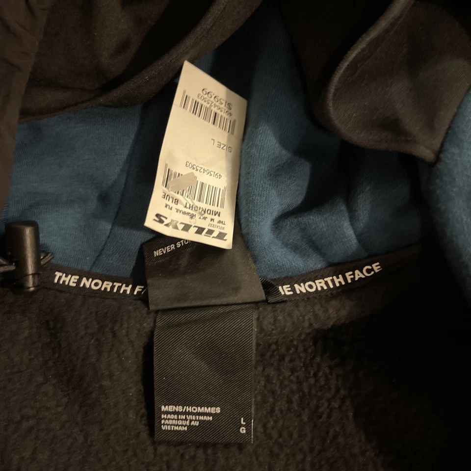 The North Face Mens Highrail Fleece Jacket Hoodie Relaxed Midnight Petrol LARGE - Image 3 of 4