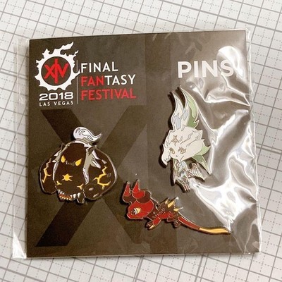 Final Fantasy Festival 2018 Las Vegas Pins Set Titan Ifrit Rare