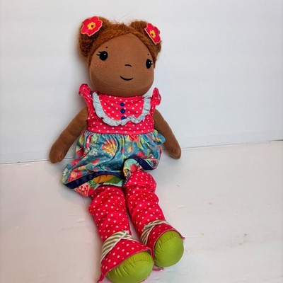Matilda Jane Girl Doll Fabric Doll Bright Floral Dress Polka Dot Pants