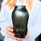 RARE ! Tiffany Studios Favrile Early Experimental Vase metallic pulled feather 8