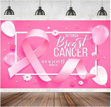 Breast Cancer Awareness Banner Backdrop Decorations Pink Ribbon Shapes Party Ban