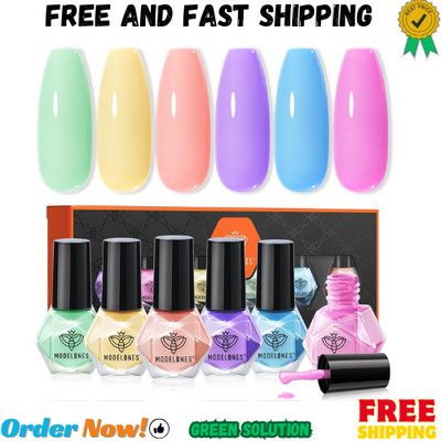 Nail Polish Set, 6 Colors 2025 Summer Macaron Pastel Nail Polish Soft Pink Purpl