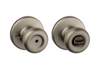 KWIKSET Tylo Satin Bed AND Bath Door Knob ROUND HOLE antique brass locking