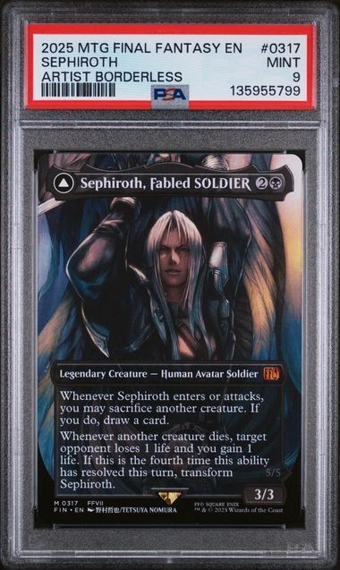 2025 MAGIC THE GATHERING FINAL FANTASY #0317 SEPHIROTH ARTIST BORDERLESS PSA 9