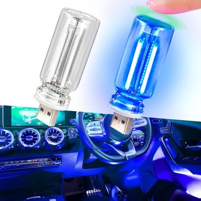 2PCS Car USB Night Lights, Touch Dimmable Vehicle Interior Ambient Lamp, Portabl