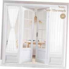 Non-See-Through Sidelight French Curtains for 26"W x 72"L Pack of 1 White