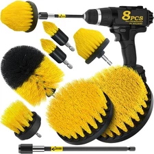 8 Piece Drill Brush Attachments Set, Power Scrubber with Extend Long Attachme...