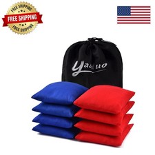 Colorful Set of 8 Cornhole Bags - Weatherproof Fabric, Ideal for Family Fun