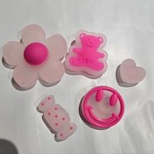 Croc Charms Set Of 5 Puffy Gummy Flower, Teddy, Smiley, Candy, Heart