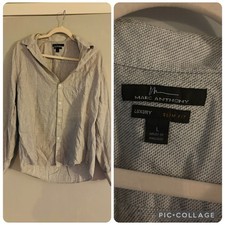 Marc Anthony Slim Fit Gray Geometric Button-Up Shirt Men's Long Sleeve L