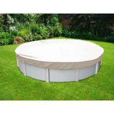 6-20ft Beige Waterproof Round Winter Pool Cover Safe Above Ground Swimming Cover