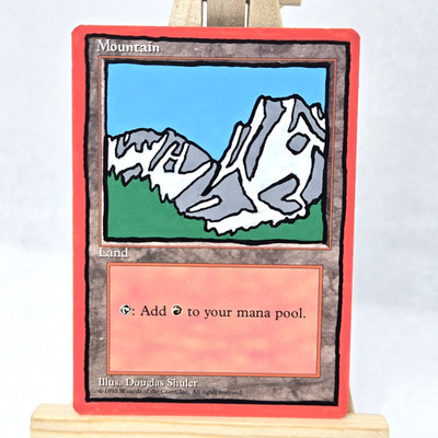 ALTERED - Mountain  Blue Sky  MtG 4th Edition Paint Pen LP 4ED Light Play