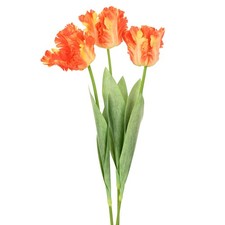 3-Pack Fiori Artificiali Tulipani Pappagallo 27 Pollici per Casa [Arancio]